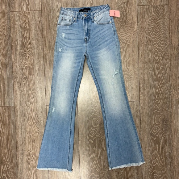 RISEN HIGH-RISE VINTAGE FRAYED HEM FLARE - Picture 1 of 3